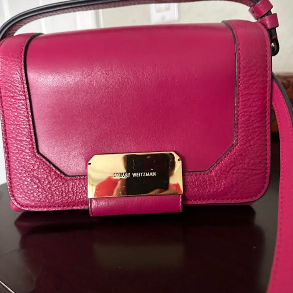 Stuart Weitzman Fuchsia Leather Crossbody Bag